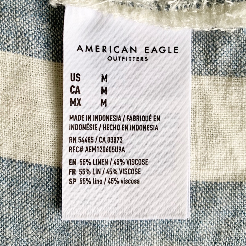 American 🦅 Linen Striped Top (Beach Boho Coastal Festival Hippie Indie Nautical) - Picture 6 of 6